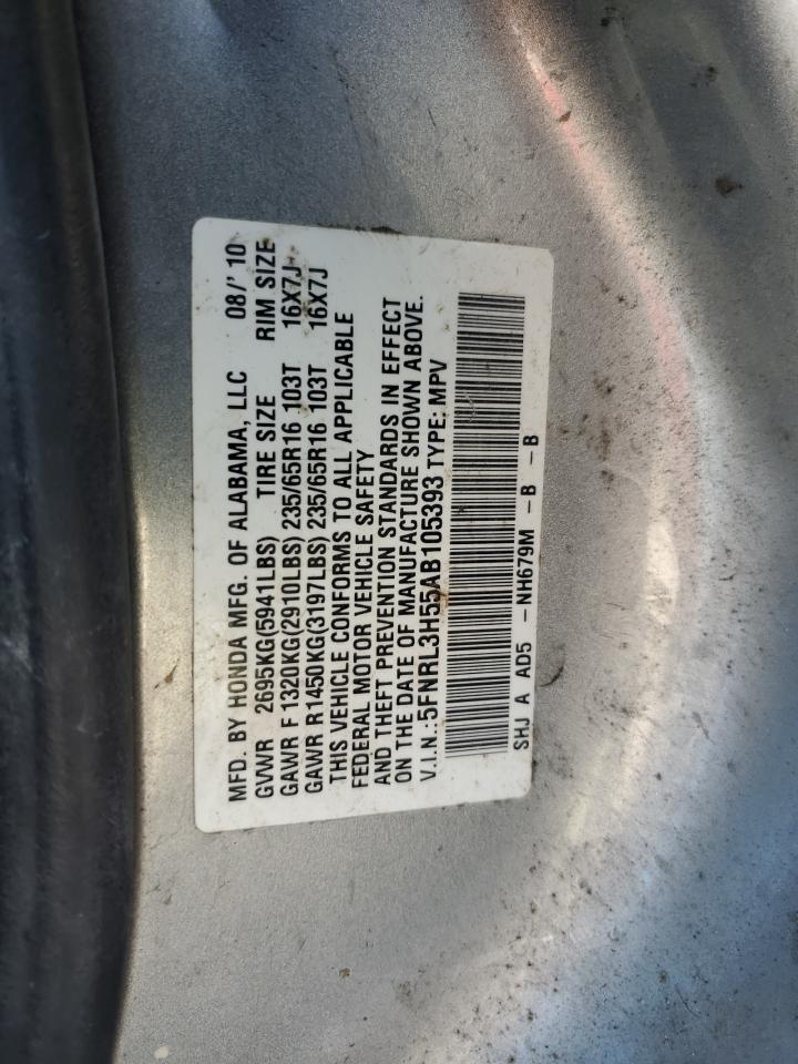 5FNRL3H55AB105393 2010 Honda Odyssey Ex