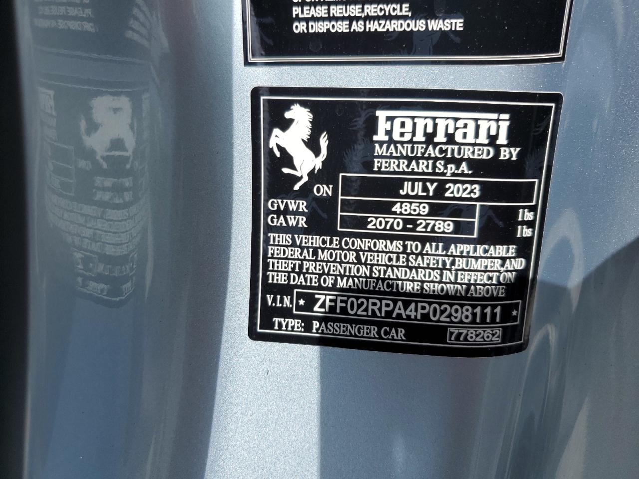2023 Ferrari Portofino M VIN: ZFF02RPA4P0298111 Lot: 65799704