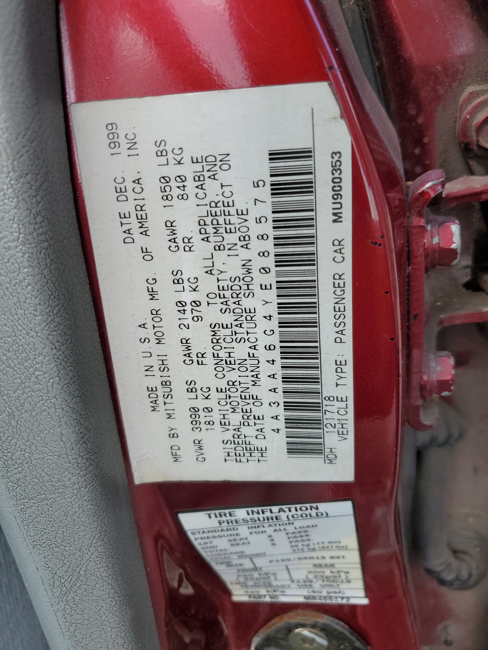 4A3AA46G4YE088575 2000 Mitsubishi Galant Es