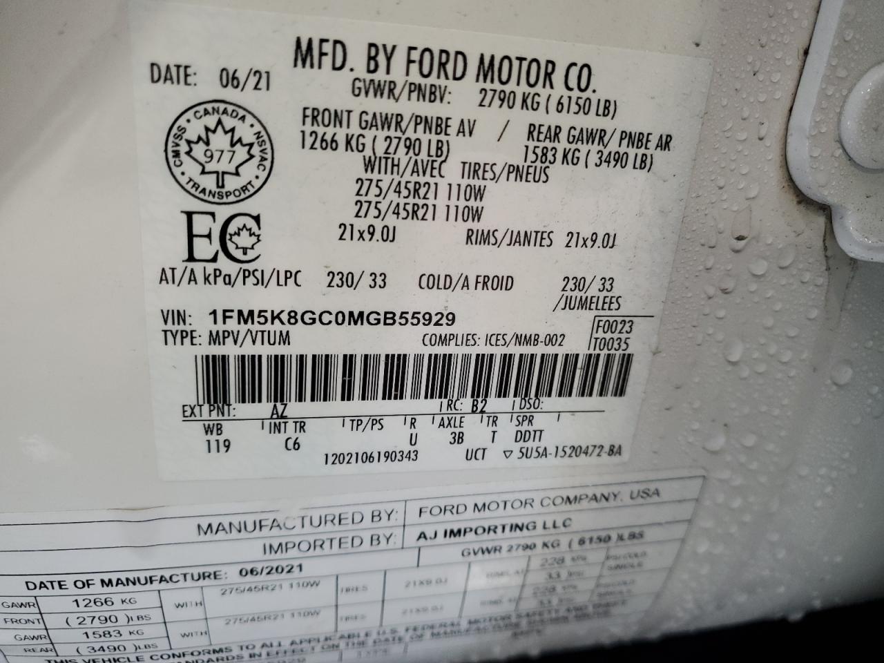 1FM5K8GC0MGB55929 2021 Ford Explorer St