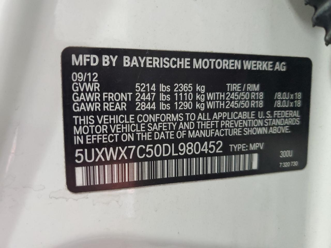 5UXWX7C50DL980452 2013 BMW X3 xDrive35I