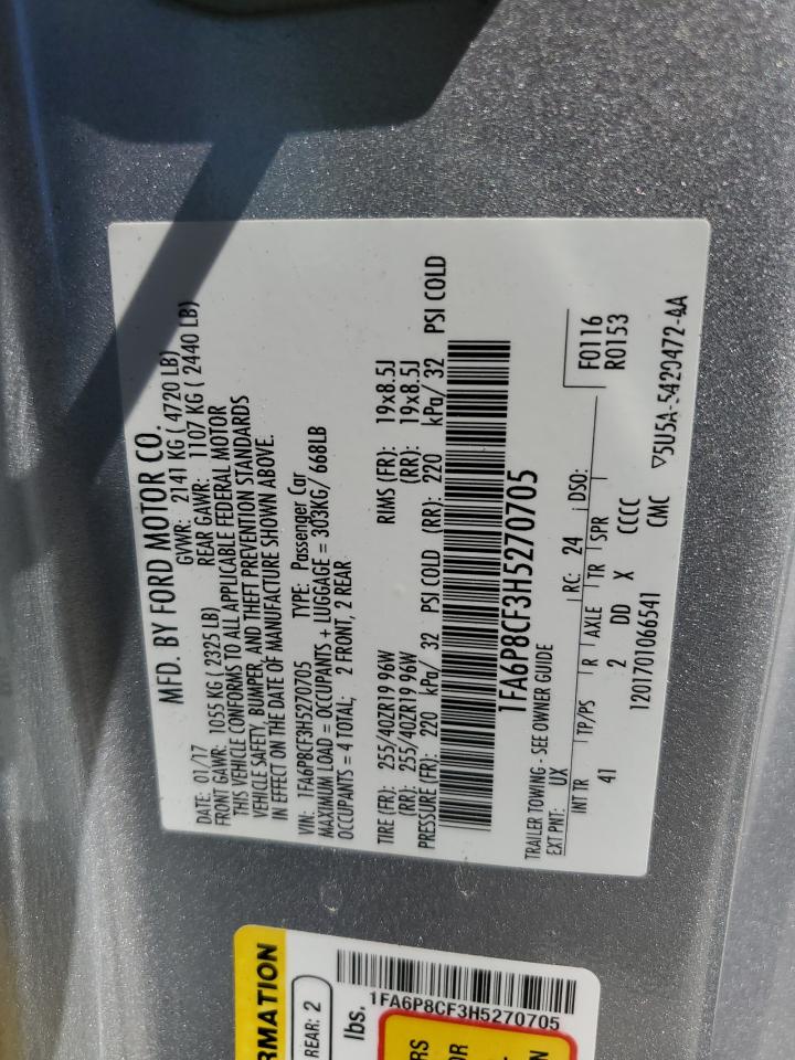 2017 Ford Mustang Gt VIN: 1FA6P8CF3H5270705 Lot: 65486964