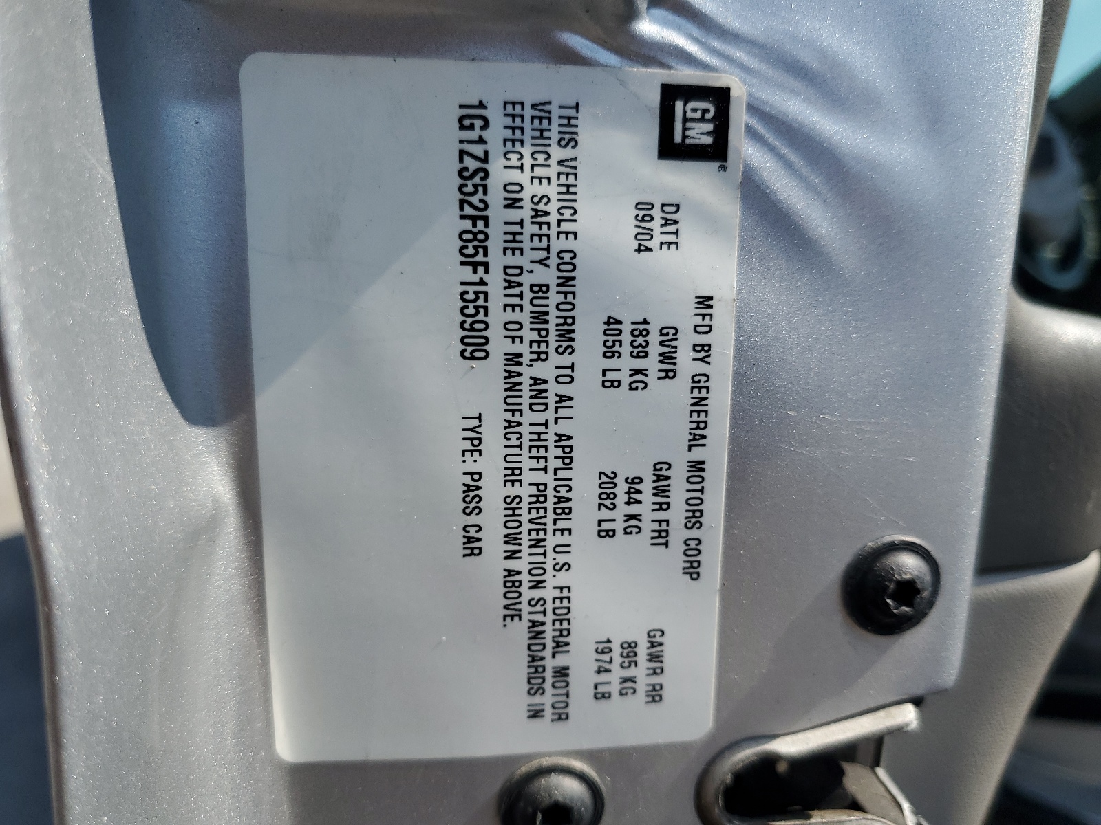 1G1ZS52F85F155909 2005 Chevrolet Malibu