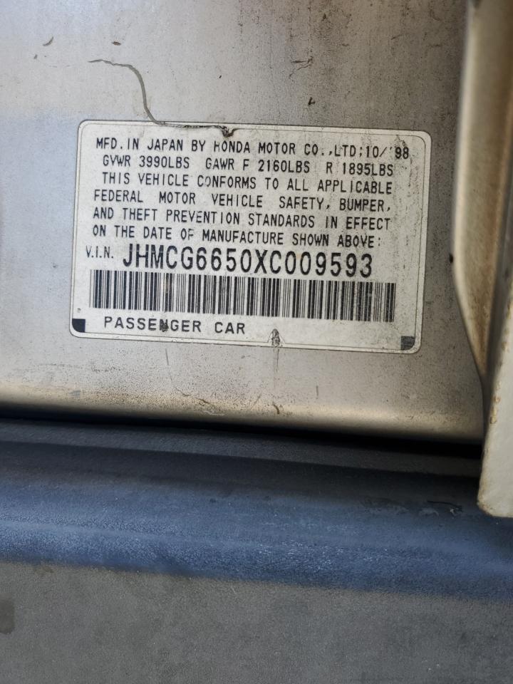 1999 Honda Accord Lx VIN: JHMCG6650XC009593 Lot: 66576254
