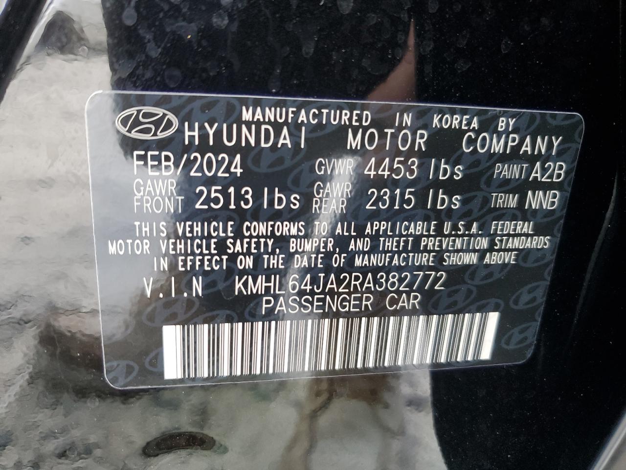 2024 Hyundai Sonata Sel VIN: KMHL64JA2RA382772 Lot: 67404434