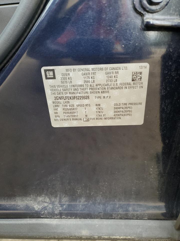 2GNFLFEK9F6229928 2015 Chevrolet Equinox Lt