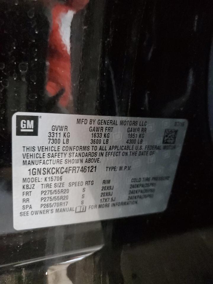 2015 Chevrolet Tahoe K1500 Ltz VIN: 1GNSKCKC4FR746121 Lot: 65824664