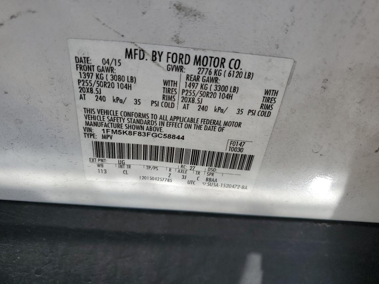 1FM5K8F83FGC58844 2015 FORD EXPLORER - Image 13