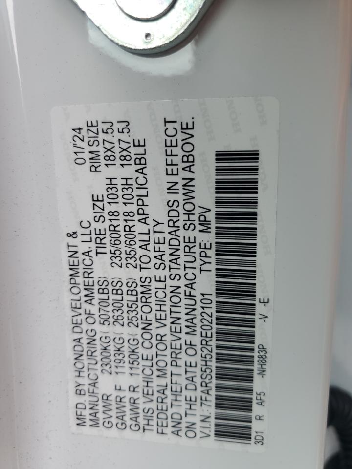 2024 Honda Cr-V Sport VIN: 7FARS5H52RE022101 Lot: 65107174