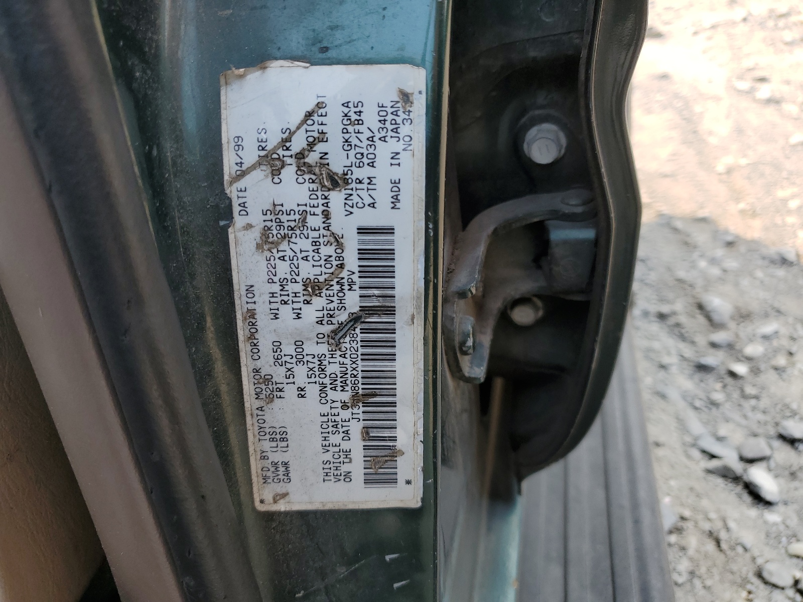 JT3HN86RXX0238493 1999 Toyota 4Runner Sr5