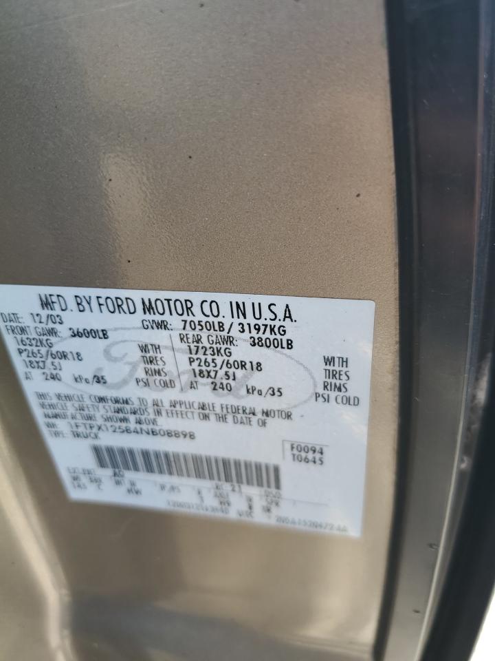 2004 Ford F150 VIN: 1FTPX12584NB08898 Lot: 67909984