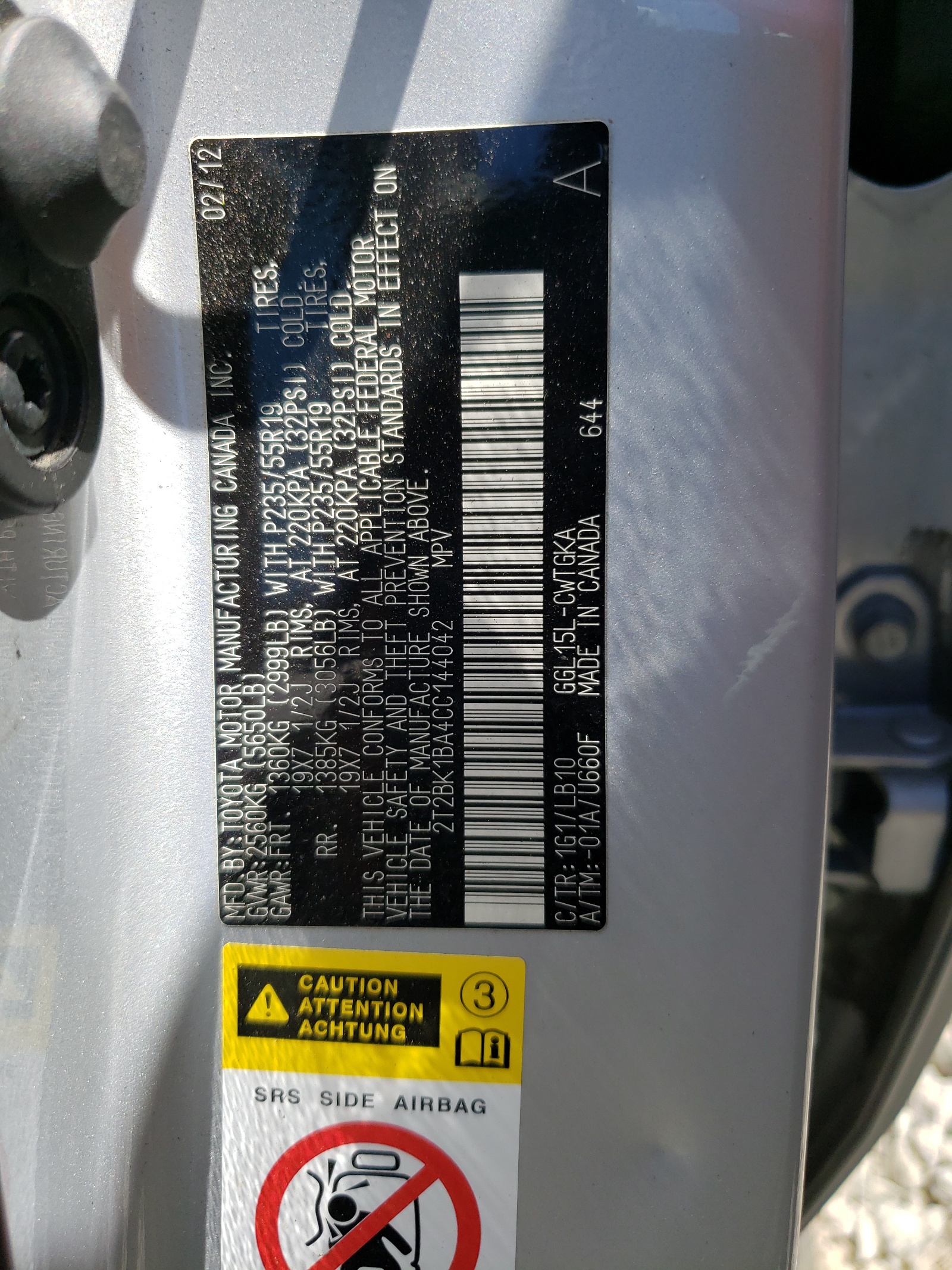 2T2BK1BA4CC144042 2012 Lexus Rx 350