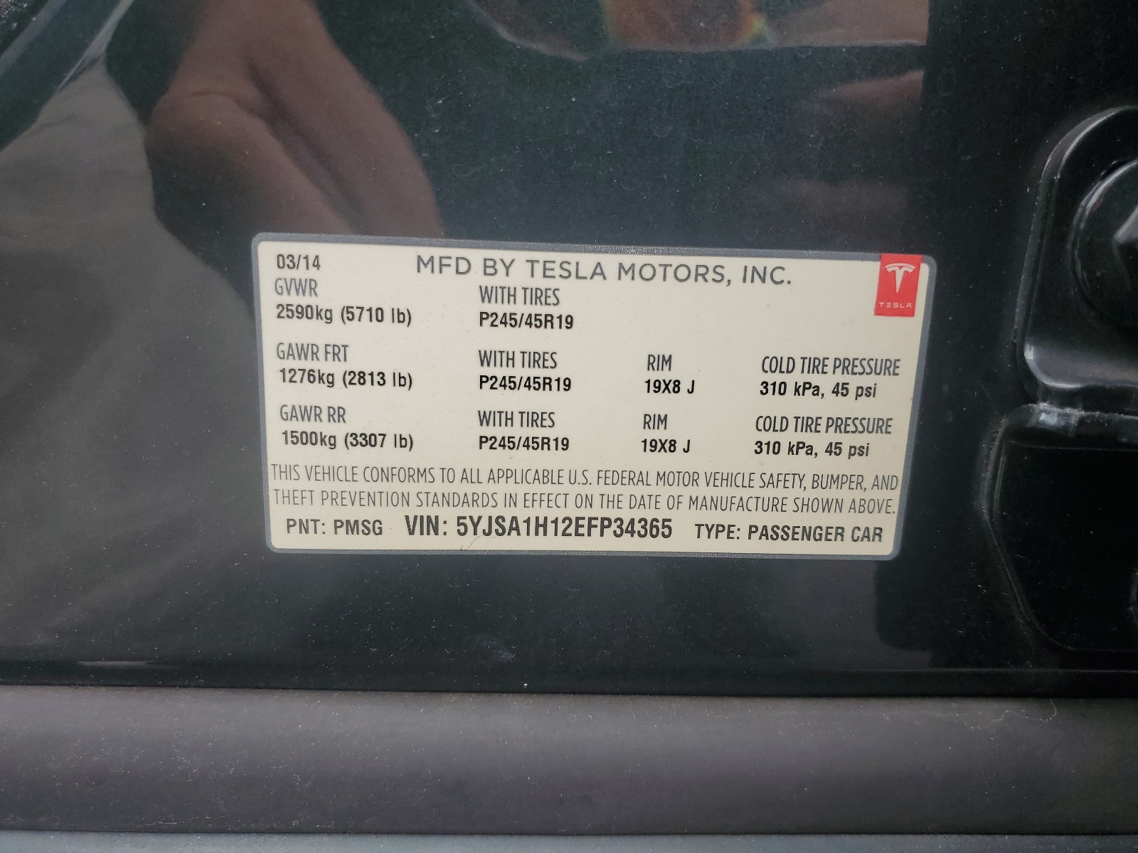 5YJSA1H12EFP34365 2014 Tesla Model S