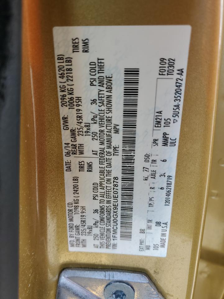 2014 Ford Escape Se VIN: 1FMCU0GX9EUE07878 Lot: 68302854