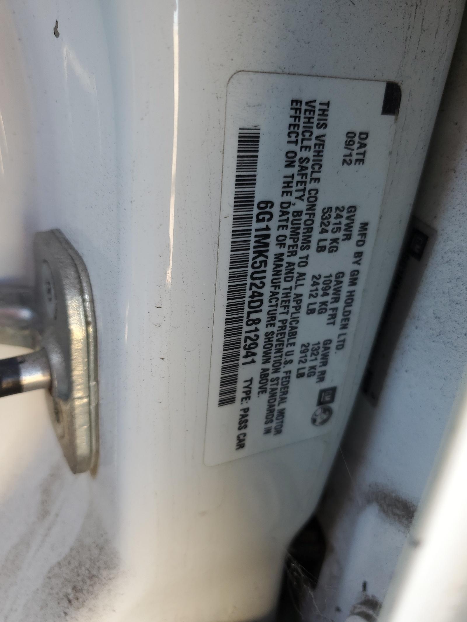 6G1MK5U24DL812941 2013 Chevrolet Caprice Police