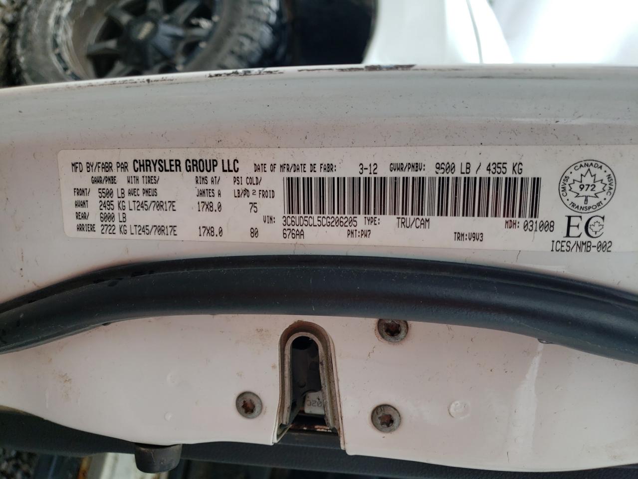 3C6UD5CL5CG206205 2012 Dodge Ram 2500 St