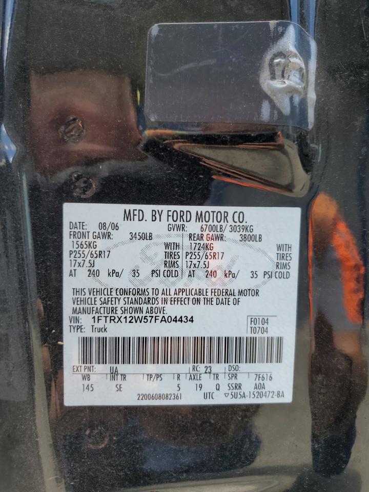 2007 Ford F150 VIN: 1FTRX12W57FA04434 Lot: 68086254