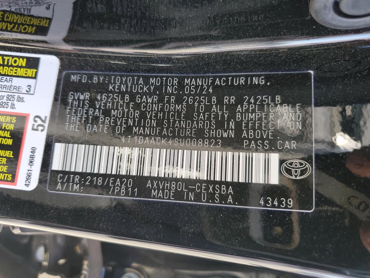 VIN 4T1DAACK4SU008823 2025 TOYOTA CAMRY no.13