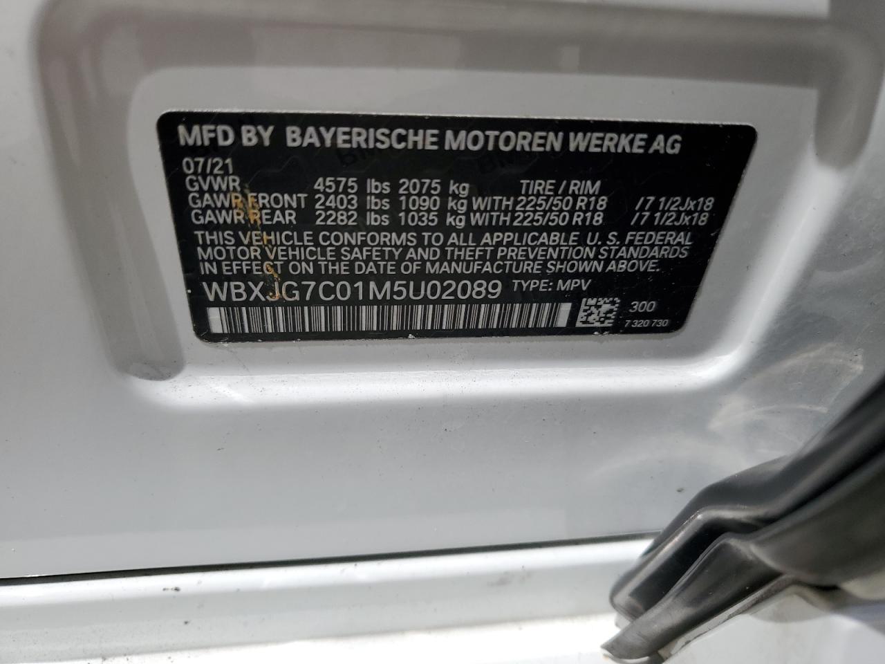 WBXJG7C01M5U02089 2021 BMW X1 Sdrive28I