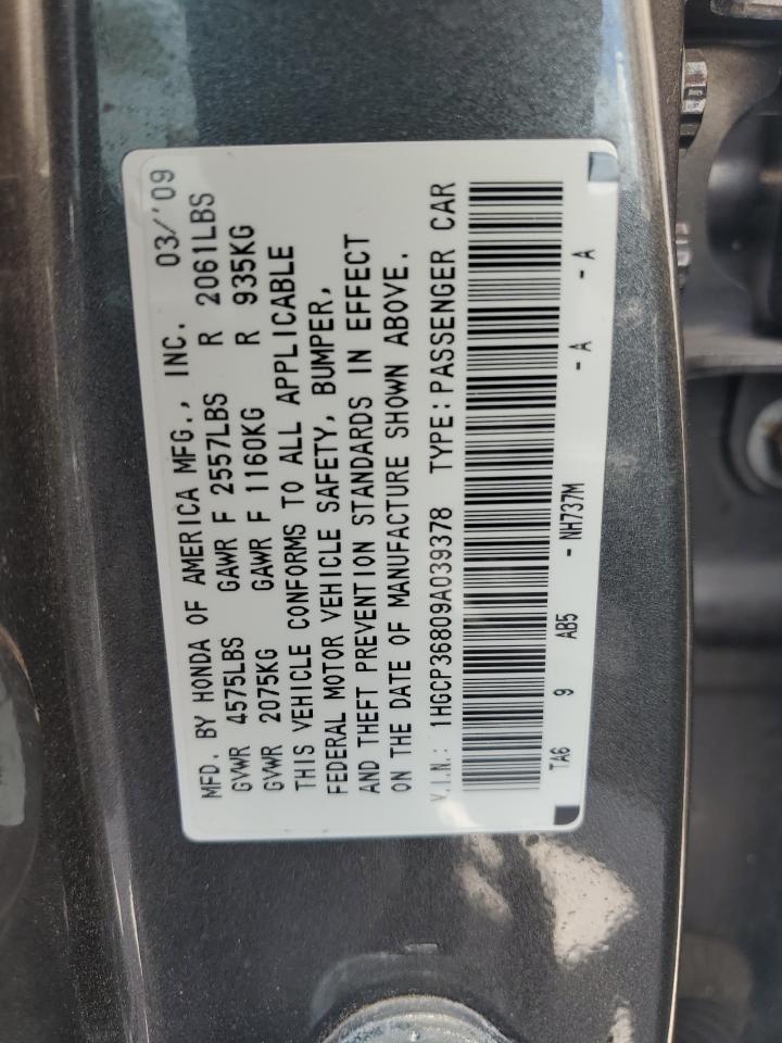 2009 Honda Accord Exl VIN: 1HGCP36809A039378 Lot: 68831134