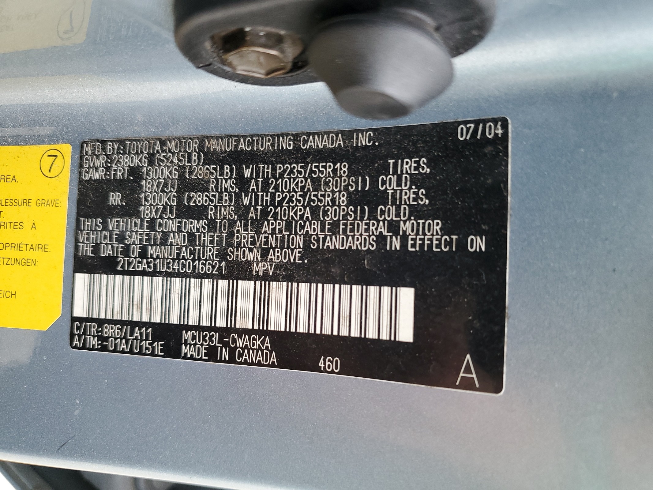 2T2GA31U34C016621 2004 Lexus Rx 330