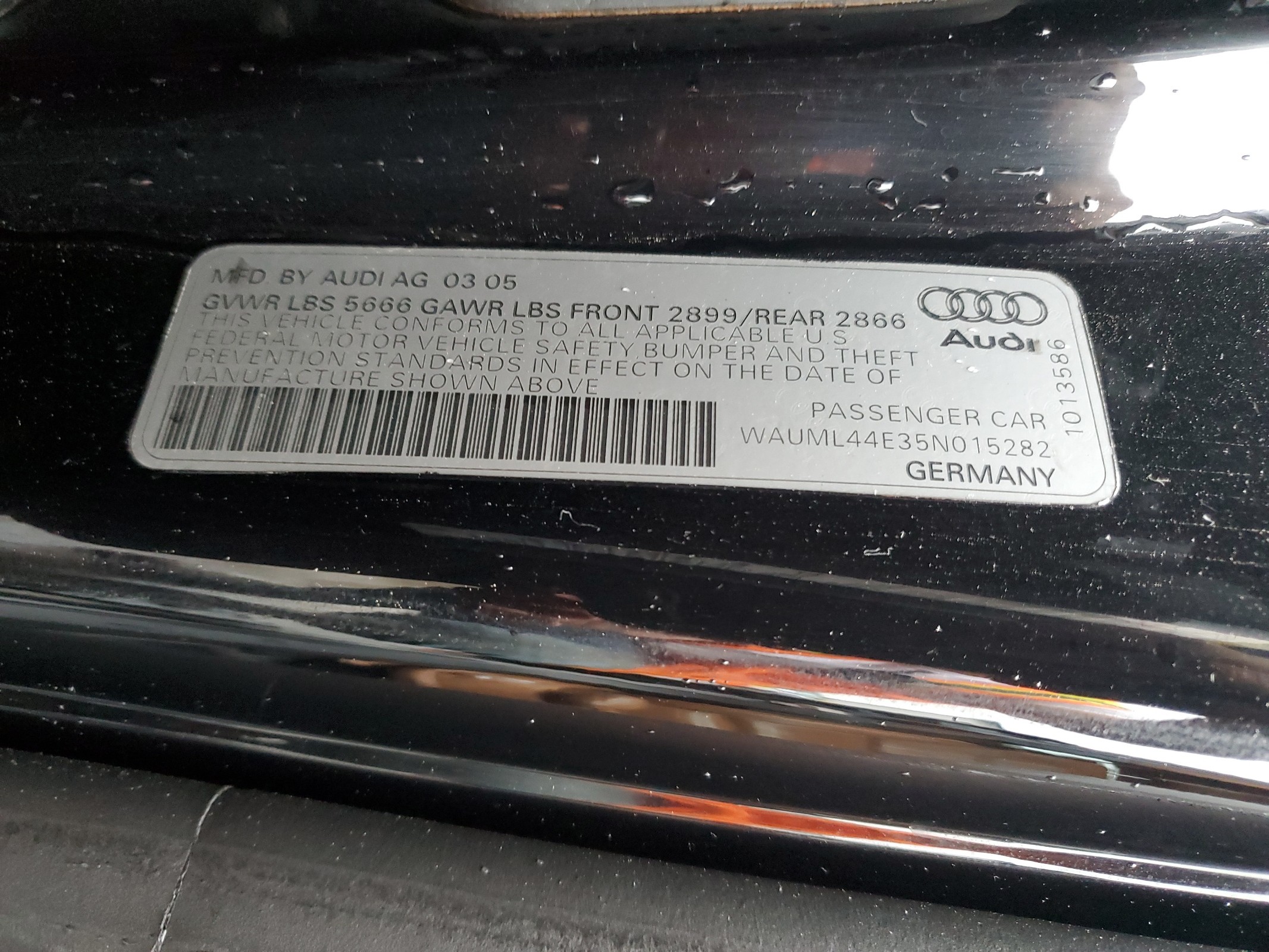 WAUML44E35N015282 2005 Audi A8 L Quattro