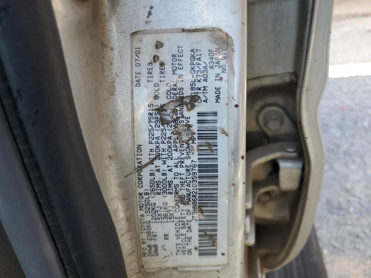 JT3HN86R210359767 2001 Toyota 4Runner Sr5