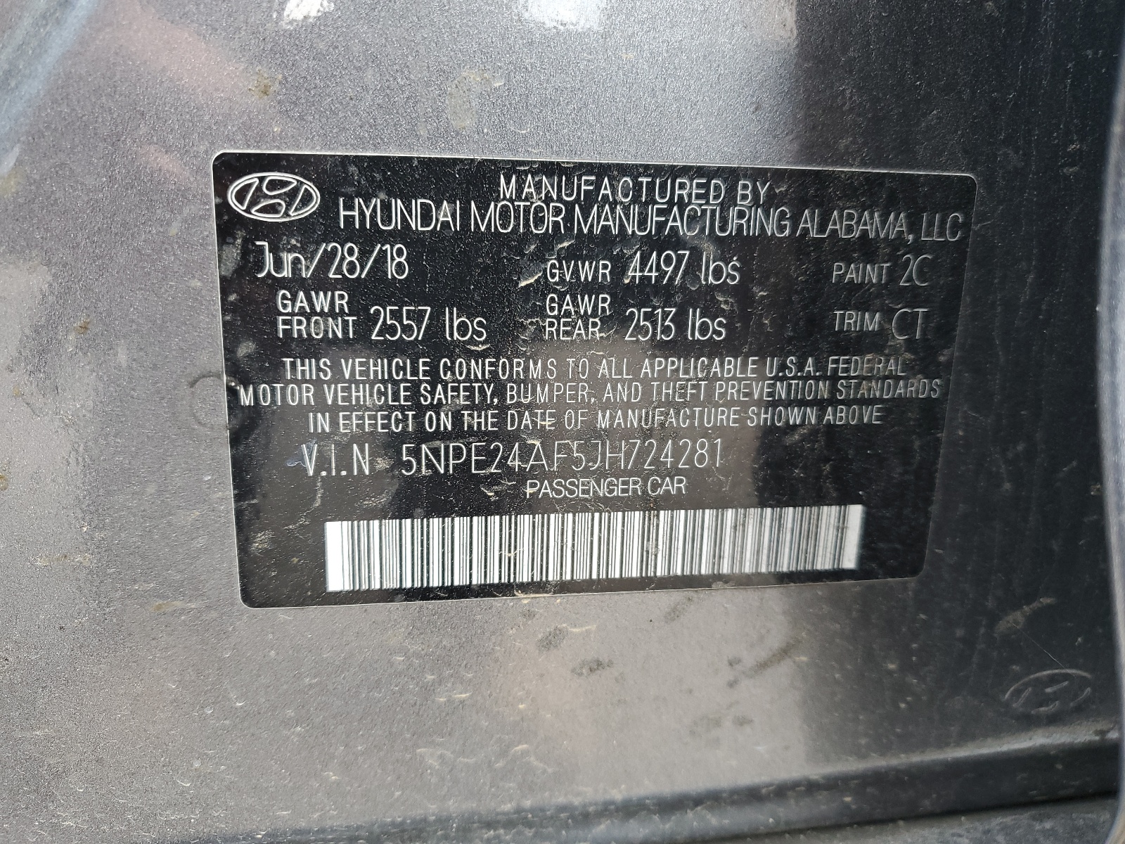 5NPE24AF5JH724281 2018 Hyundai Sonata Se