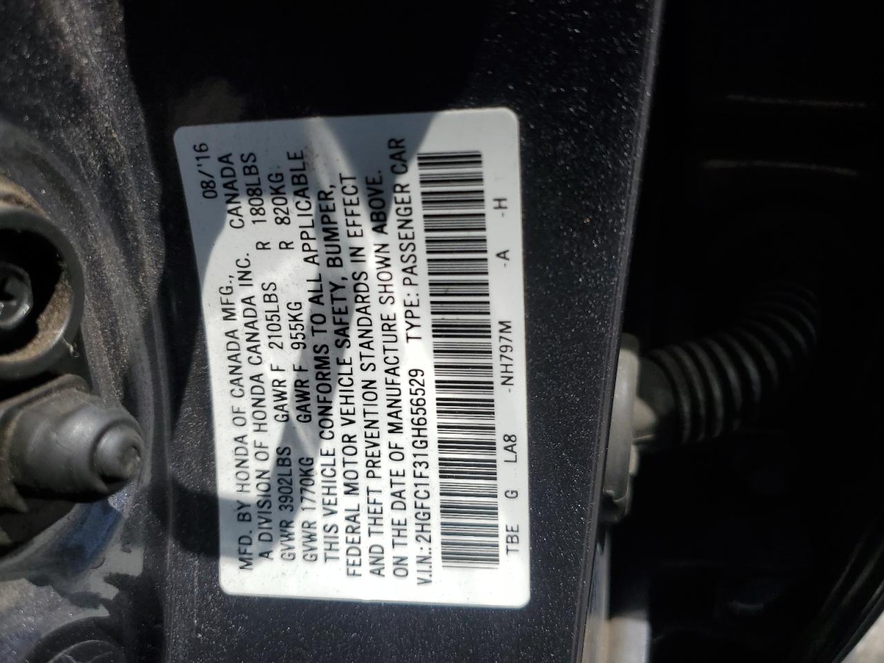 2HGFC1F31GH656529 2016 HONDA CIVIC - Image 12