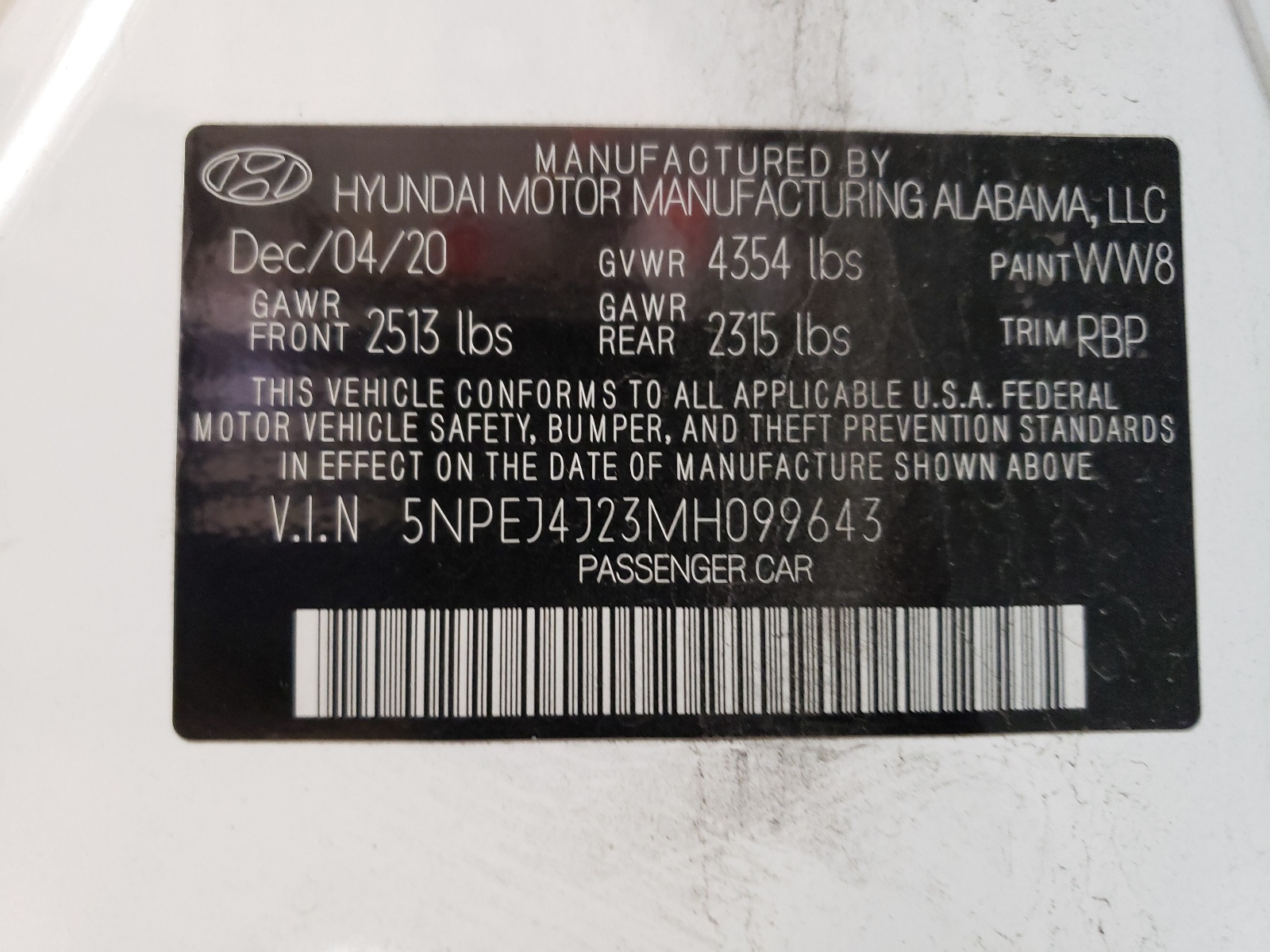 5NPEJ4J23MH099643 2021 Hyundai Sonata Sel Plus