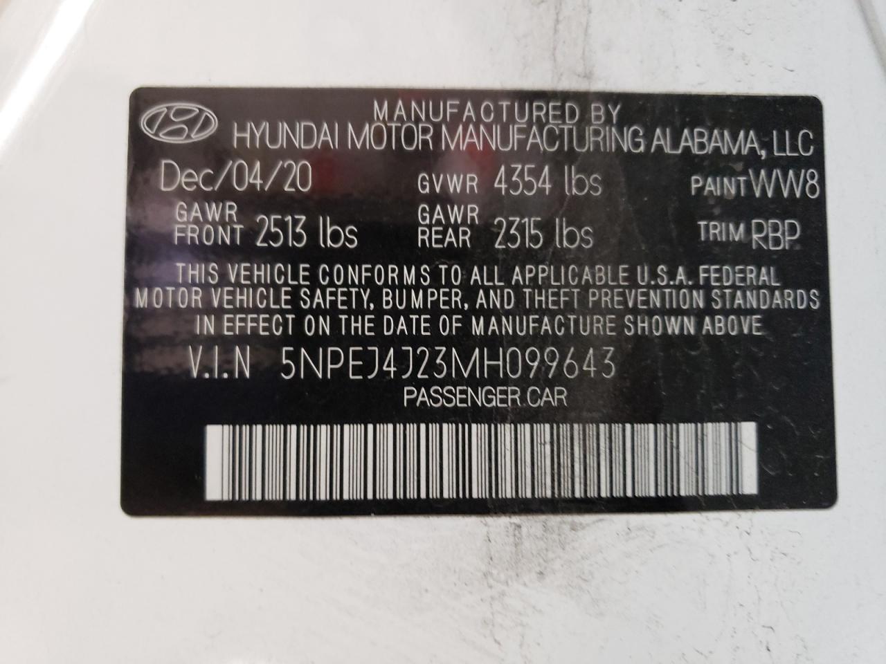 2021 Hyundai Sonata Sel Plus VIN: 5NPEJ4J23MH099643 Lot: 67161694
