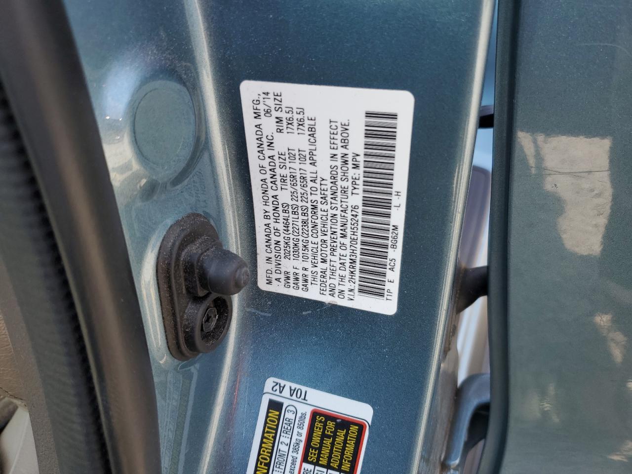 2HKRM3H70EH552476 2014 Honda Cr-V Exl