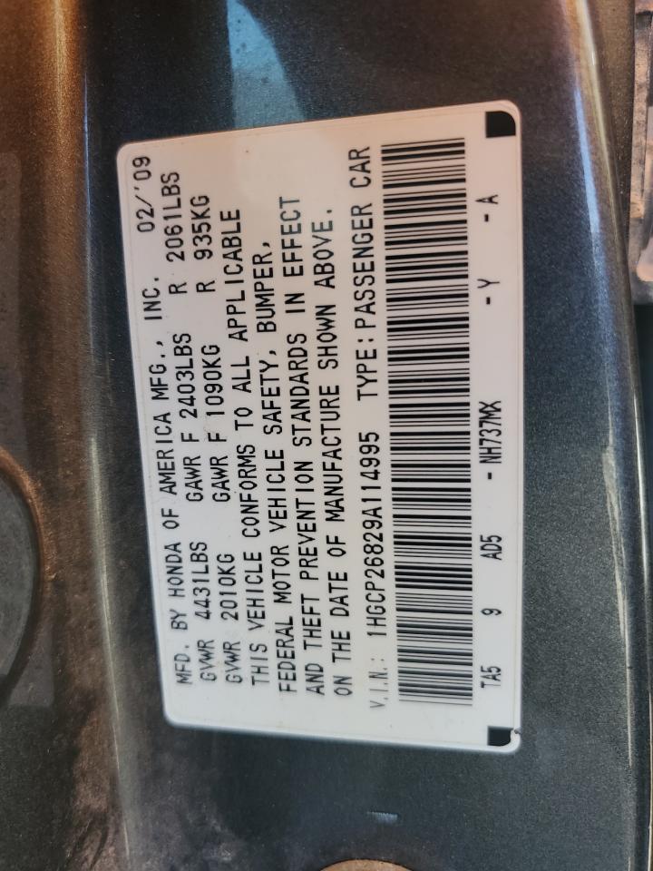 1HGCP26829A114995 2009 Honda Accord Exl