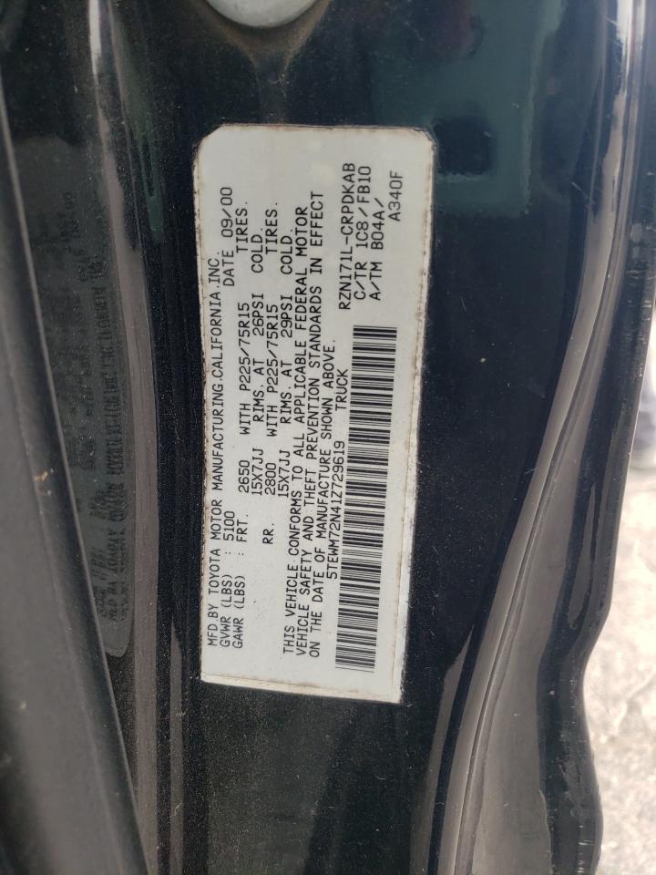 2001 Toyota Tacoma Xtracab VIN: 5TEWM72N41Z729619 Lot: 67017794