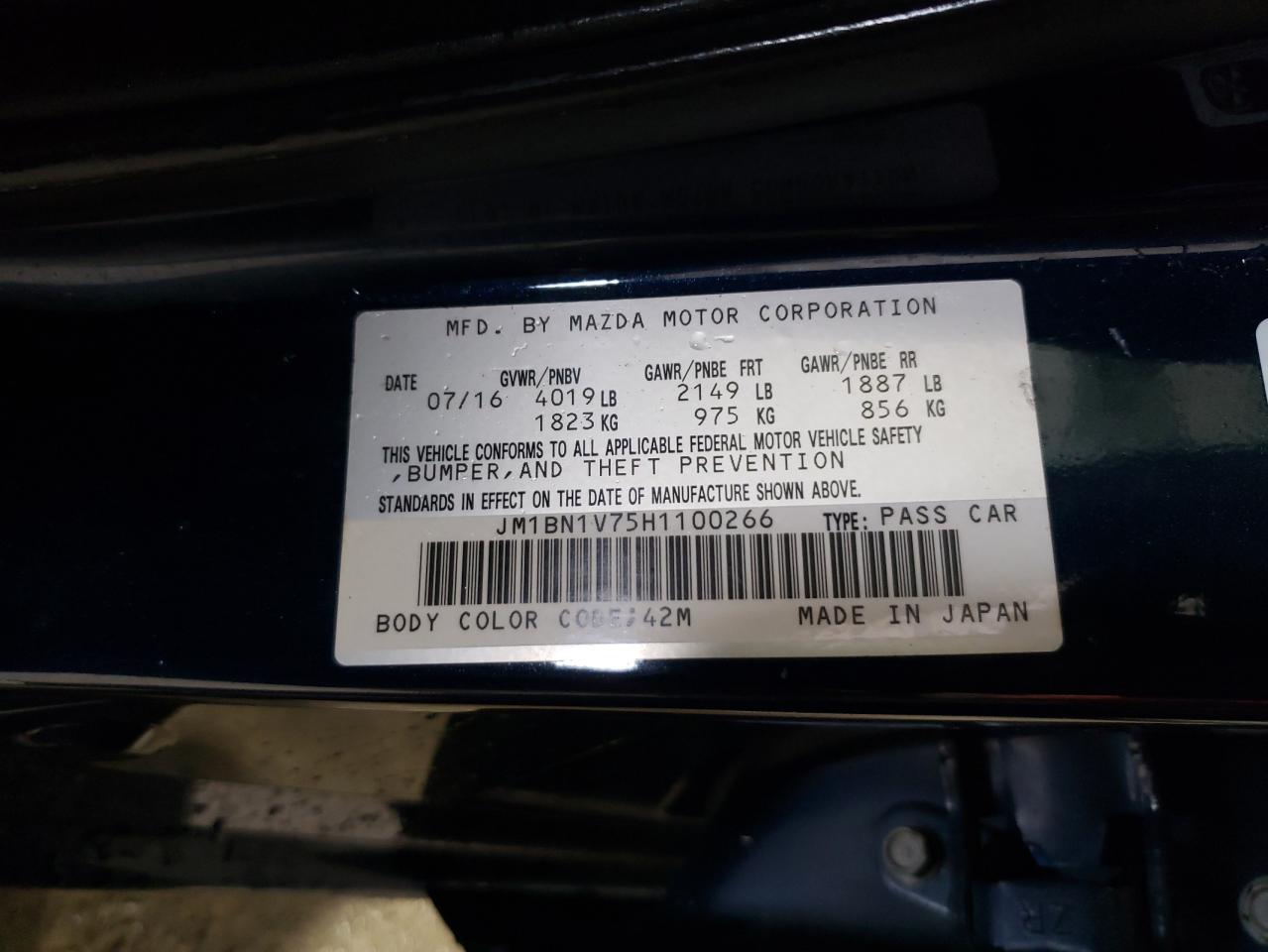 2017 Mazda 3 Touring VIN: JM1BN1V75H1100266 Lot: 66671684