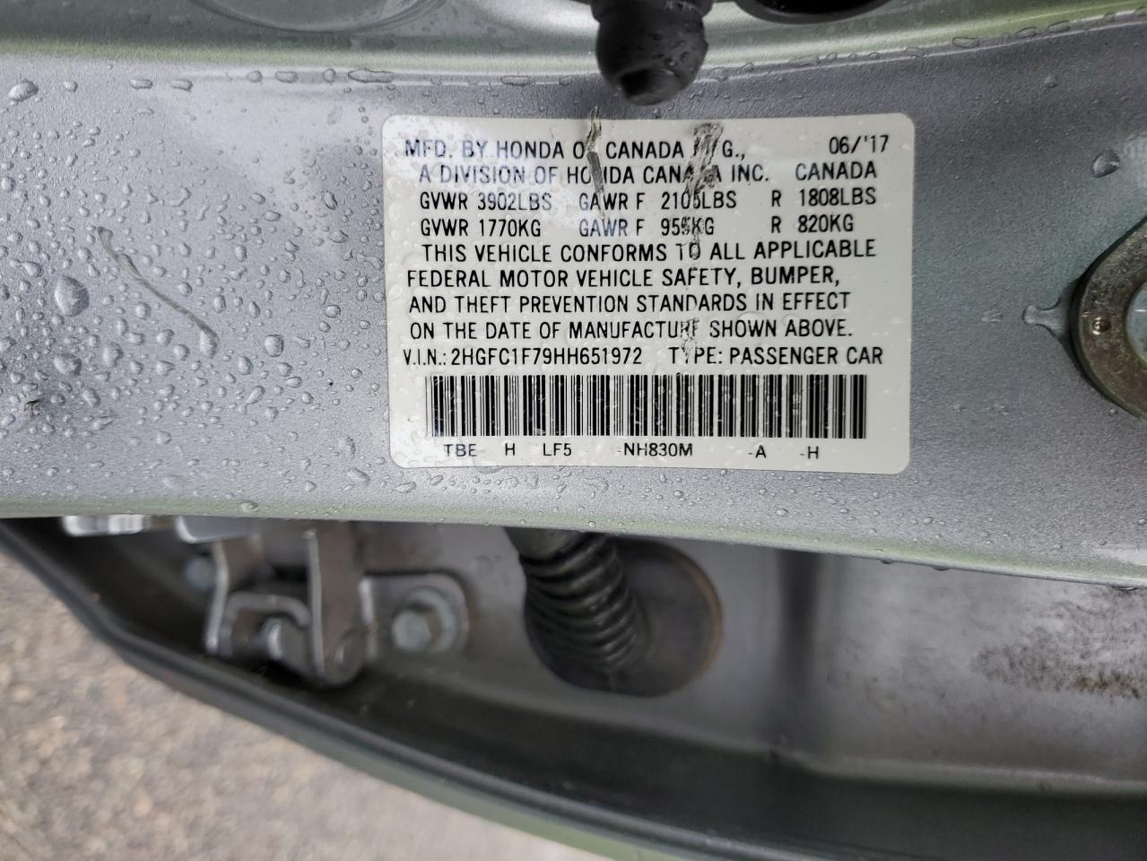 2HGFC1F79HH651972 2017 Honda Civic Exl