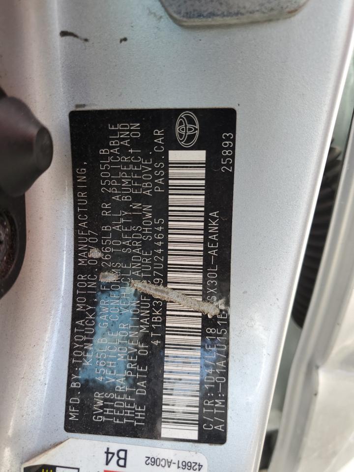 2007 Toyota Avalon Xl VIN: 4T1BK36B97U244645 Lot: 80598165