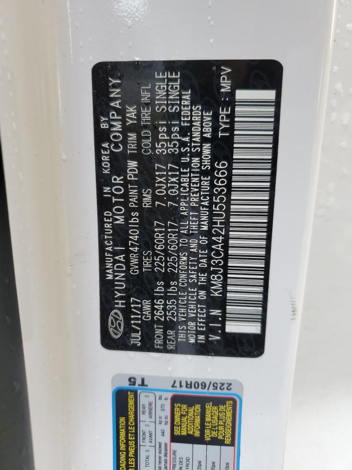 2017 Hyundai Tucson Limited VIN: KM8J3CA42HU553666 Lot: 66350944