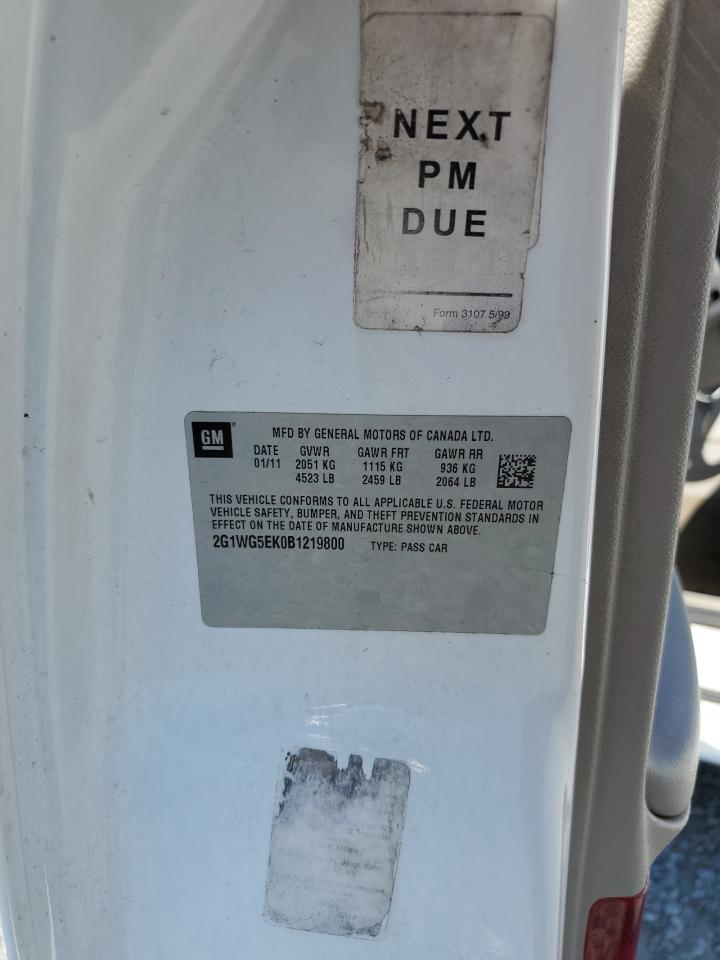 2011 Chevrolet Impala Lt VIN: 2G1WG5EK0B1219800 Lot: 66959254