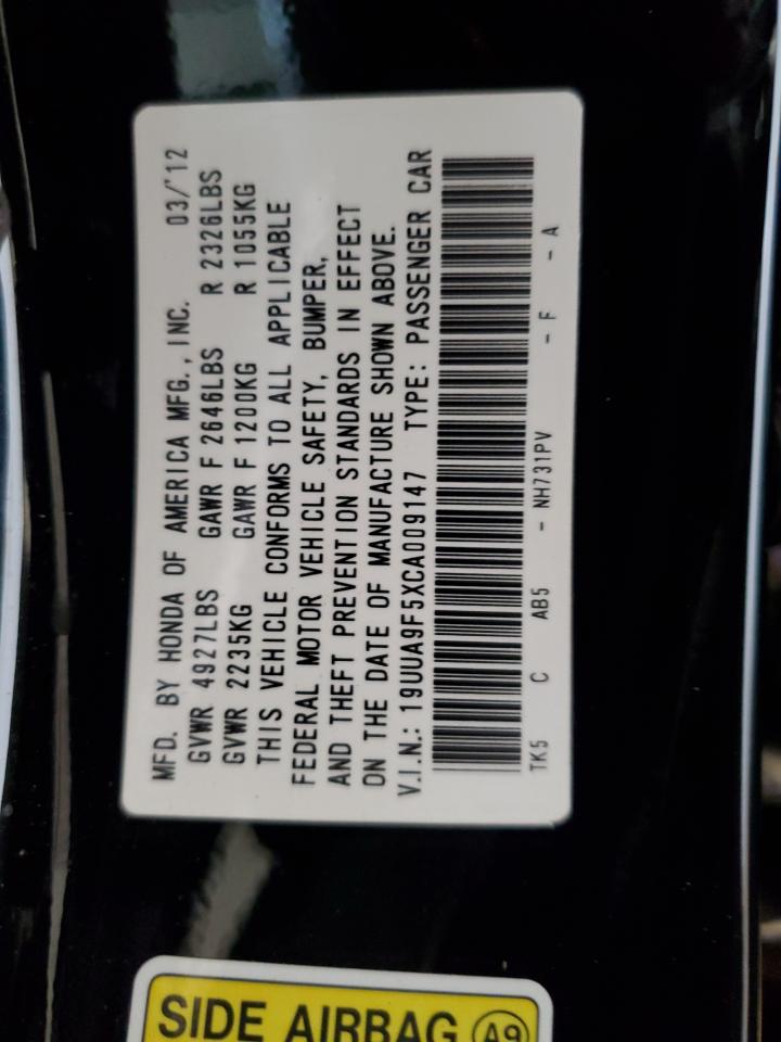 2012 Acura Tl VIN: 19UUA9F5XCA009147 Lot: 68112174