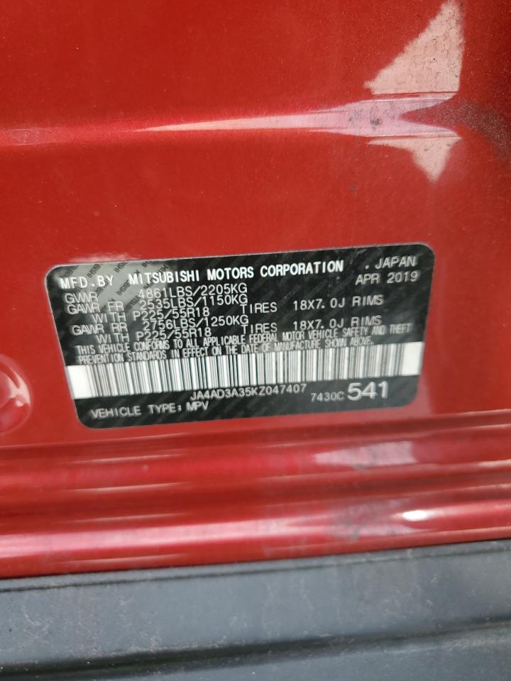2019 Mitsubishi Outlander Se VIN: JA4AD3A35KZ047407 Lot: 65385244