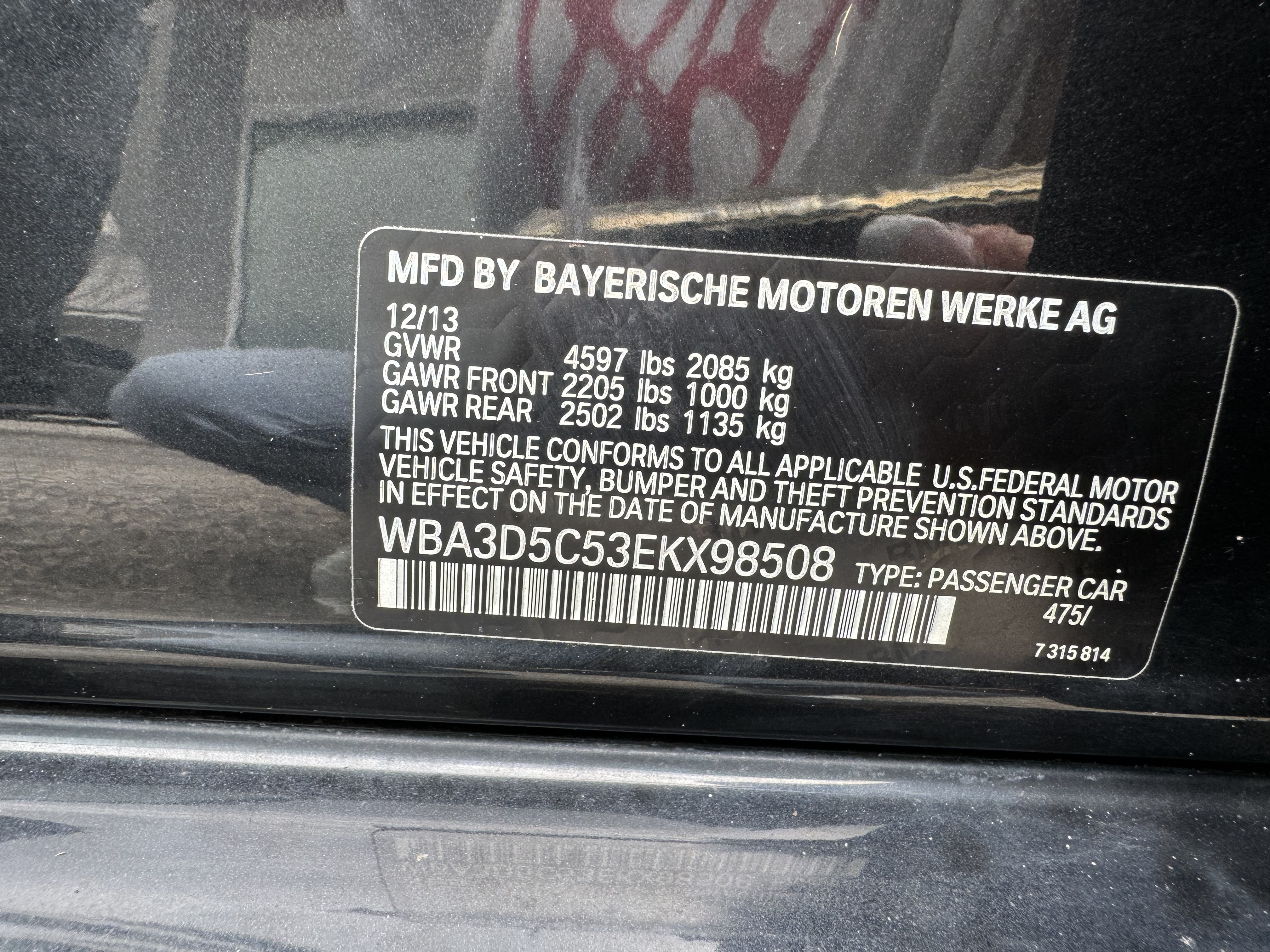 WBA3D5C53EKX98508 2014 BMW 328 D xDrive