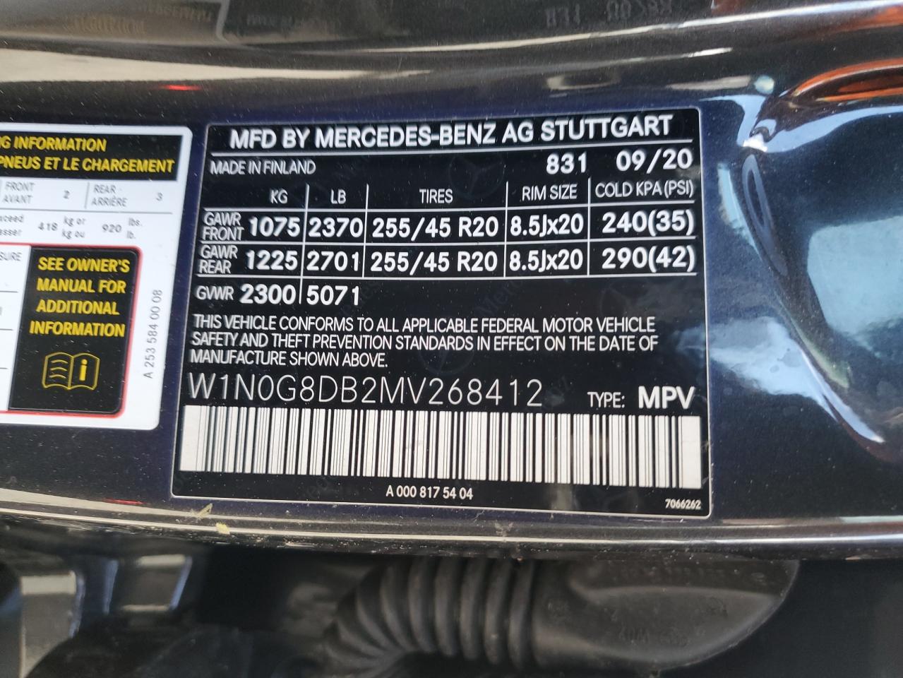 W1N0G8DB2MV268412 2021 Mercedes-Benz Glc 300