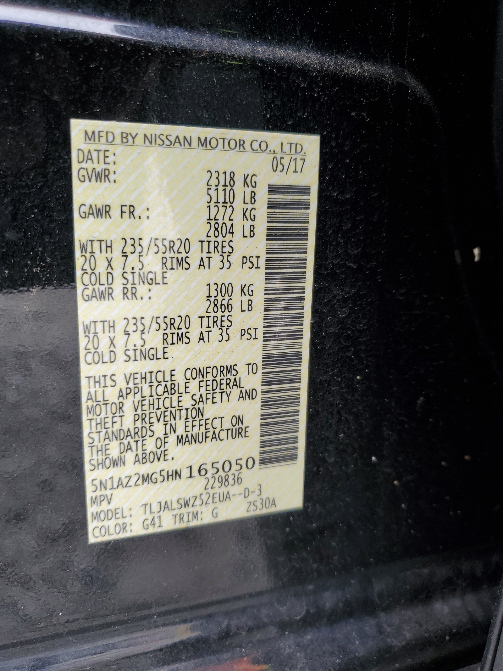 5N1AZ2MG5HN165050 2017 Nissan Murano S