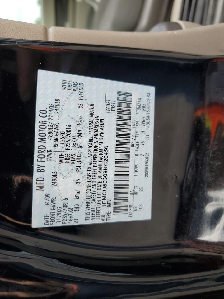 2009 Ford Escape Hybrid VIN: 1FMCU59309KC20456 Lot: 68066724