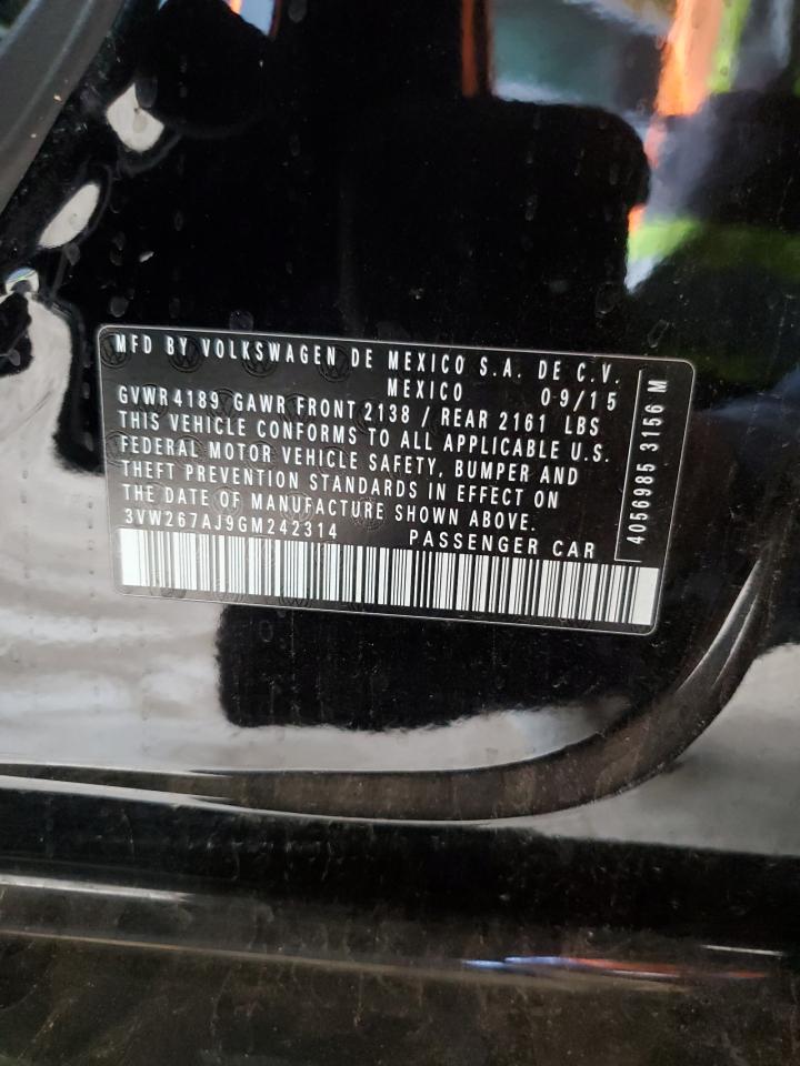 2016 Volkswagen Jetta S VIN: 3VW267AJ9GM242314 Lot: 65610104