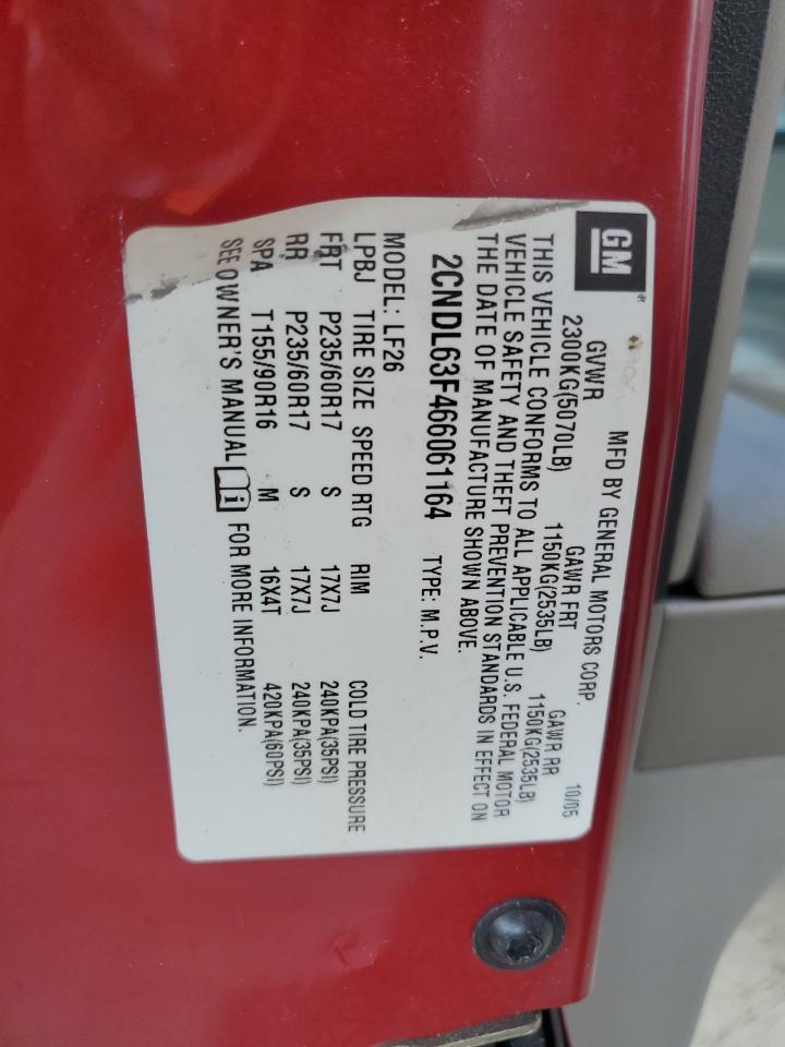 2006 Chevrolet Equinox Lt VIN: 2CNDL63F466061164 Lot: 66849694