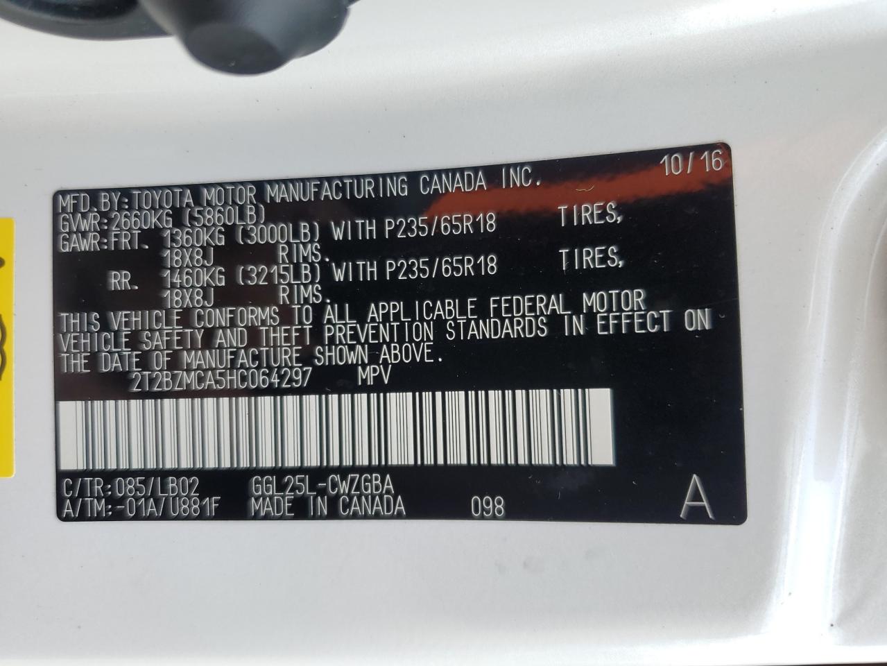 2017 Lexus Rx 350 Base VIN: 2T2BZMCA5HC064297 Lot: 67388944