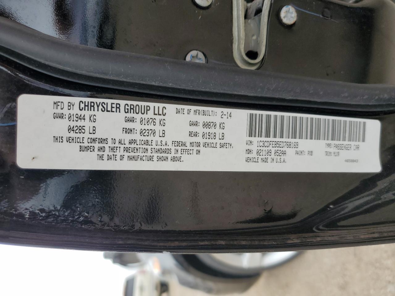 2014 Dodge Dart Gt VIN: 1C3CDFEB5ED768169 Lot: 66360374