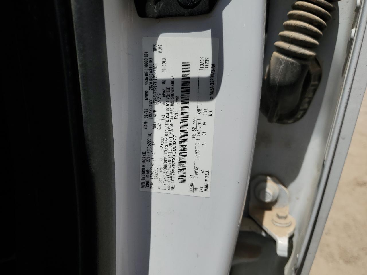 1FT7W2BTXJEB50377 2018 Ford F250 Super Duty